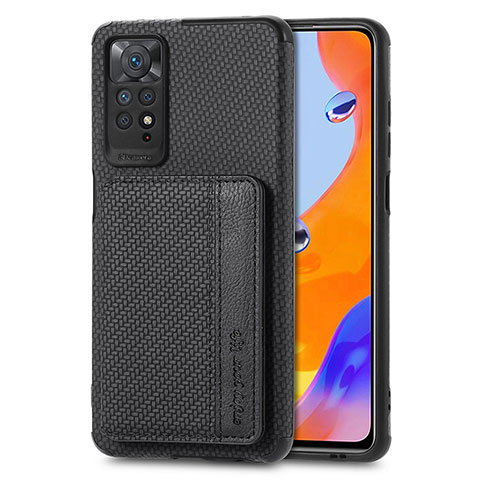 Custodia Silicone Ultra Sottile Morbida Cover con Magnetico S02D per Xiaomi Redmi Note 11 Pro 4G Nero