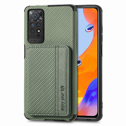 Custodia Silicone Ultra Sottile Morbida Cover con Magnetico S02D per Xiaomi Redmi Note 11 Pro 4G Verde