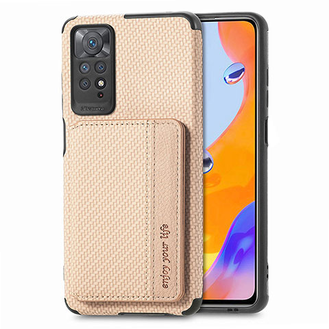 Custodia Silicone Ultra Sottile Morbida Cover con Magnetico S02D per Xiaomi Redmi Note 11 Pro 5G Oro