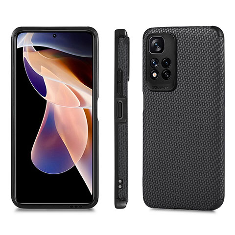 Custodia Silicone Ultra Sottile Morbida Cover con Magnetico S02D per Xiaomi Redmi Note 11 Pro+ Plus 5G Nero