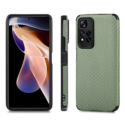 Custodia Silicone Ultra Sottile Morbida Cover con Magnetico S02D per Xiaomi Redmi Note 11 Pro+ Plus 5G Verde