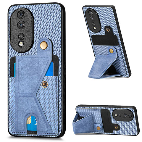 Custodia Silicone Ultra Sottile Morbida Cover con Magnetico S03D per Huawei Honor 80 5G Blu