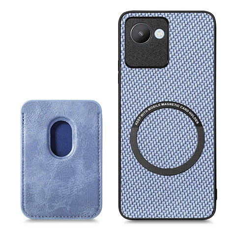 Custodia Silicone Ultra Sottile Morbida Cover con Magnetico S03D per Realme C30s Blu