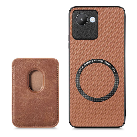 Custodia Silicone Ultra Sottile Morbida Cover con Magnetico S03D per Realme C30s Marrone