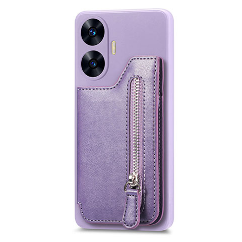 Custodia Silicone Ultra Sottile Morbida Cover con Magnetico S03D per Realme C55 Viola