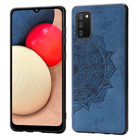 Custodia Silicone Ultra Sottile Morbida Cover con Magnetico S03D per Samsung Galaxy A02s Blu