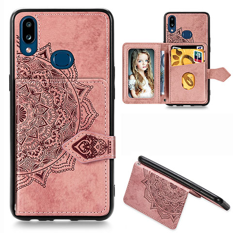 Custodia Silicone Ultra Sottile Morbida Cover con Magnetico S03D per Samsung Galaxy A10s Oro Rosa