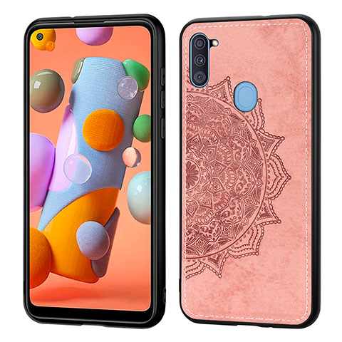 Custodia Silicone Ultra Sottile Morbida Cover con Magnetico S03D per Samsung Galaxy A11 Oro Rosa