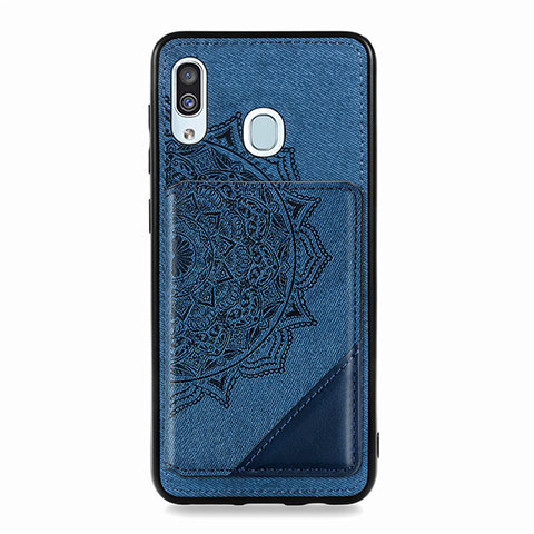 Custodia Silicone Ultra Sottile Morbida Cover con Magnetico S03D per Samsung Galaxy A20 Blu