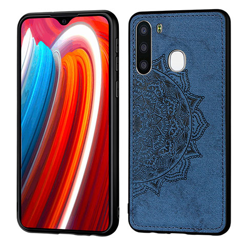 Custodia Silicone Ultra Sottile Morbida Cover con Magnetico S03D per Samsung Galaxy A21 European Blu