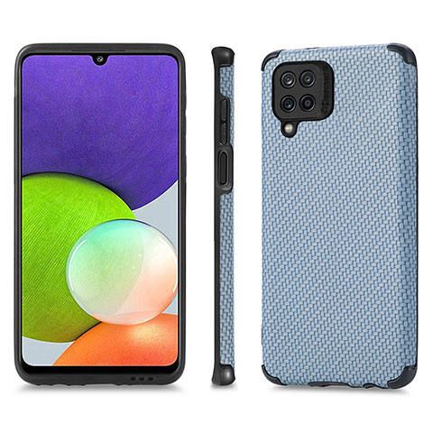 Custodia Silicone Ultra Sottile Morbida Cover con Magnetico S03D per Samsung Galaxy A22 4G Blu