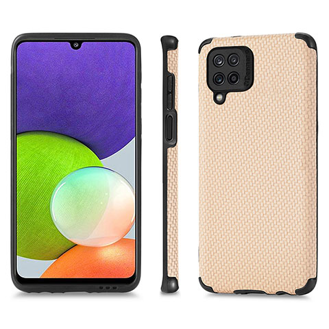 Custodia Silicone Ultra Sottile Morbida Cover con Magnetico S03D per Samsung Galaxy A22 4G Oro