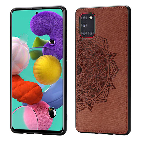 Custodia Silicone Ultra Sottile Morbida Cover con Magnetico S03D per Samsung Galaxy A31 Marrone