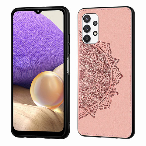 Custodia Silicone Ultra Sottile Morbida Cover con Magnetico S03D per Samsung Galaxy A32 4G Oro Rosa