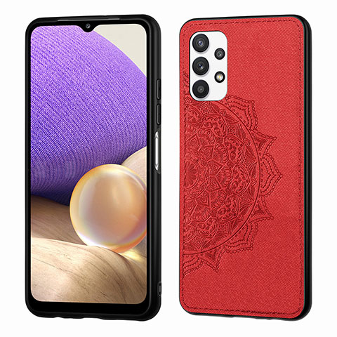 Custodia Silicone Ultra Sottile Morbida Cover con Magnetico S03D per Samsung Galaxy A32 5G Rosso