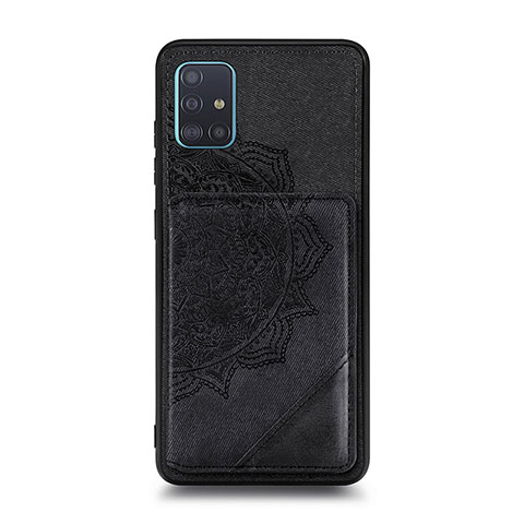 Custodia Silicone Ultra Sottile Morbida Cover con Magnetico S03D per Samsung Galaxy A51 5G Nero