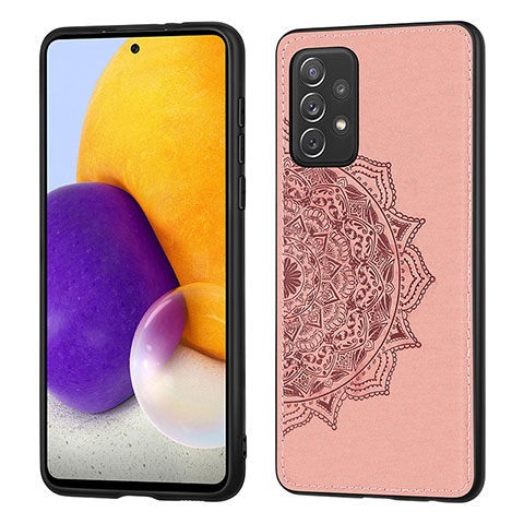 Custodia Silicone Ultra Sottile Morbida Cover con Magnetico S03D per Samsung Galaxy A52 4G Oro Rosa