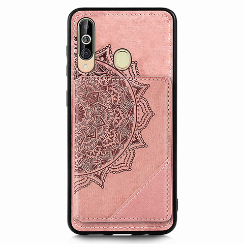 Custodia Silicone Ultra Sottile Morbida Cover con Magnetico S03D per Samsung Galaxy A60 Oro Rosa