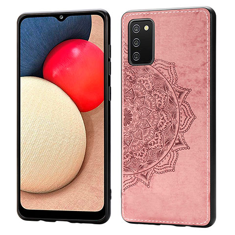 Custodia Silicone Ultra Sottile Morbida Cover con Magnetico S03D per Samsung Galaxy F02S SM-E025F Oro Rosa