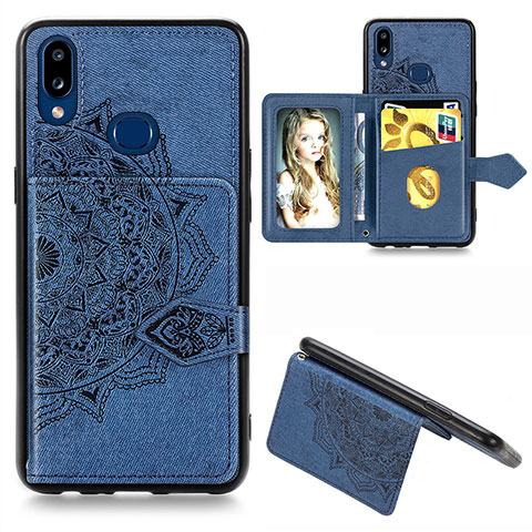 Custodia Silicone Ultra Sottile Morbida Cover con Magnetico S03D per Samsung Galaxy M01s Blu