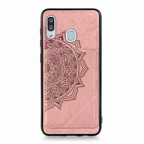 Custodia Silicone Ultra Sottile Morbida Cover con Magnetico S03D per Samsung Galaxy M10S Oro Rosa