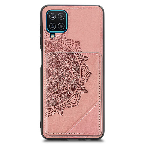 Custodia Silicone Ultra Sottile Morbida Cover con Magnetico S03D per Samsung Galaxy M12 Oro Rosa