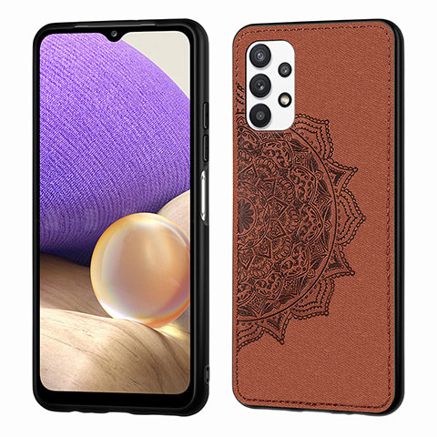 Custodia Silicone Ultra Sottile Morbida Cover con Magnetico S03D per Samsung Galaxy M32 5G Marrone