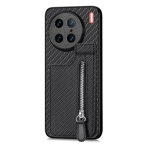 Custodia Silicone Ultra Sottile Morbida Cover con Magnetico S03D per Vivo X90 Pro 5G Nero