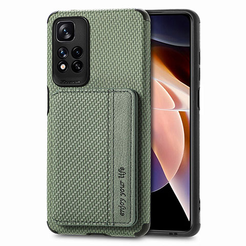 Custodia Silicone Ultra Sottile Morbida Cover con Magnetico S03D per Xiaomi Mi 11i 5G (2022) Verde