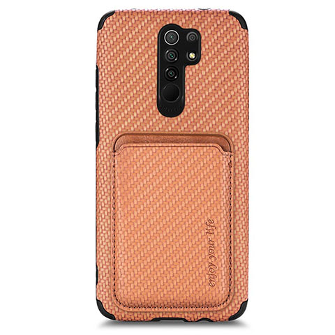 Custodia Silicone Ultra Sottile Morbida Cover con Magnetico S03D per Xiaomi Redmi 9 Prime India Marrone