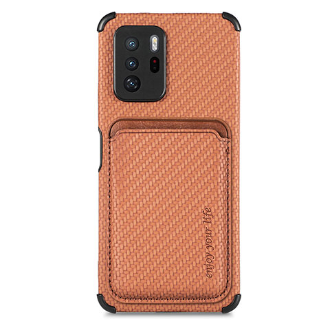 Custodia Silicone Ultra Sottile Morbida Cover con Magnetico S03D per Xiaomi Redmi Note 10 Pro 5G Marrone