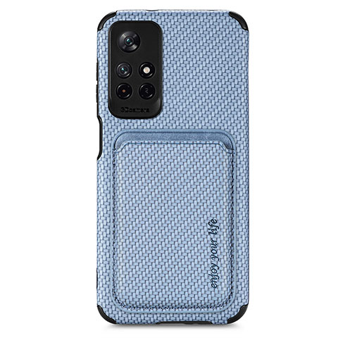 Custodia Silicone Ultra Sottile Morbida Cover con Magnetico S03D per Xiaomi Redmi Note 11 5G Blu