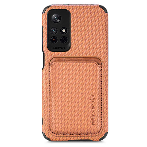 Custodia Silicone Ultra Sottile Morbida Cover con Magnetico S03D per Xiaomi Redmi Note 11 5G Marrone