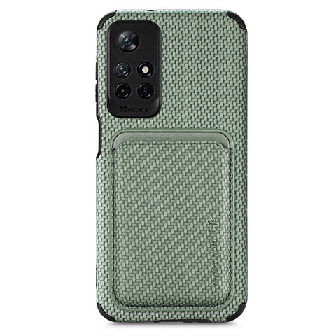 Custodia Silicone Ultra Sottile Morbida Cover con Magnetico S03D per Xiaomi Redmi Note 11 5G Verde