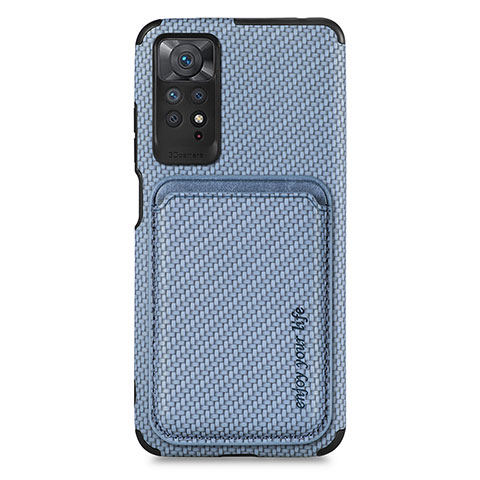 Custodia Silicone Ultra Sottile Morbida Cover con Magnetico S03D per Xiaomi Redmi Note 11 Pro 4G Blu