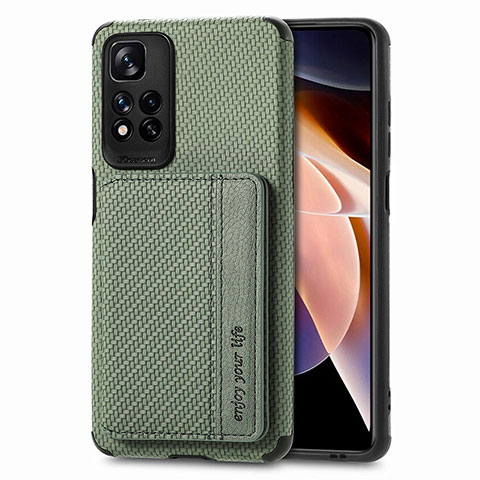 Custodia Silicone Ultra Sottile Morbida Cover con Magnetico S03D per Xiaomi Redmi Note 11 Pro+ Plus 5G Verde