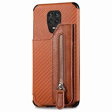 Custodia Silicone Ultra Sottile Morbida Cover con Magnetico S03D per Xiaomi Redmi Note 9 Pro Max Marrone