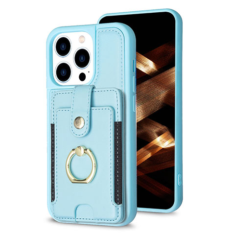 Custodia Silicone Ultra Sottile Morbida Cover con Magnetico S04D per Apple iPhone 13 Pro Cielo Blu