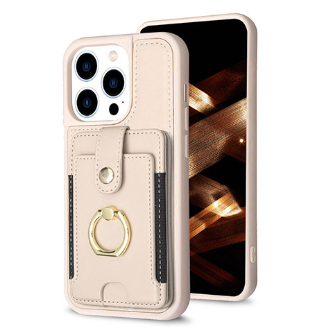 Custodia Silicone Ultra Sottile Morbida Cover con Magnetico S04D per Apple iPhone 15 Pro Max Oro