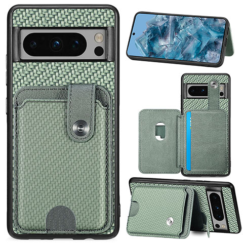 Custodia Silicone Ultra Sottile Morbida Cover con Magnetico S04D per Google Pixel 8 Pro 5G Verde