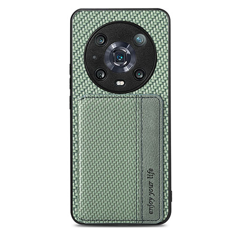 Custodia Silicone Ultra Sottile Morbida Cover con Magnetico S04D per Huawei Honor 80 5G Verde