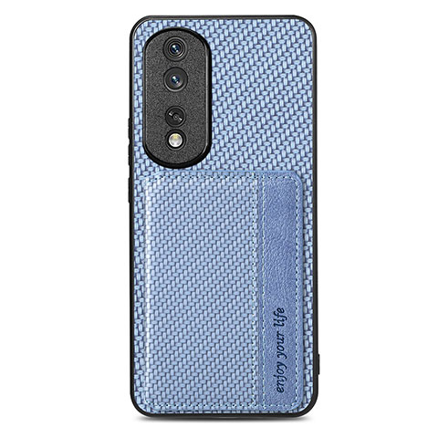 Custodia Silicone Ultra Sottile Morbida Cover con Magnetico S04D per Huawei Honor 80 Pro Flat 5G Blu