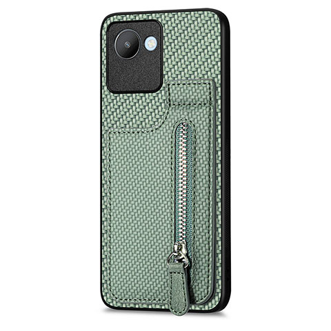 Custodia Silicone Ultra Sottile Morbida Cover con Magnetico S04D per Realme C30s Verde