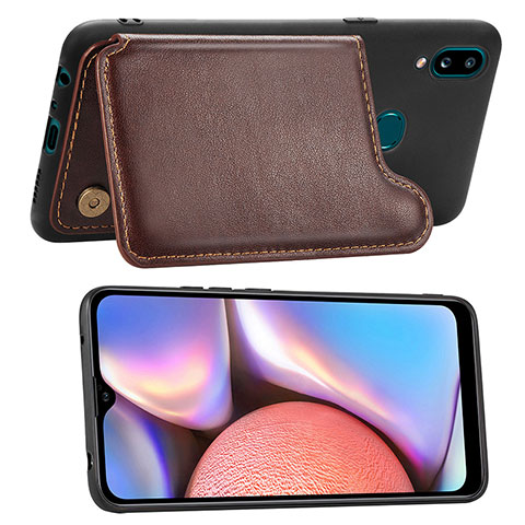 Custodia Silicone Ultra Sottile Morbida Cover con Magnetico S04D per Samsung Galaxy A10s Marrone