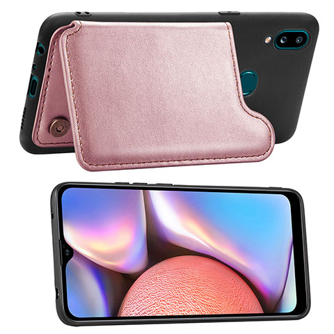 Custodia Silicone Ultra Sottile Morbida Cover con Magnetico S04D per Samsung Galaxy A10s Oro Rosa