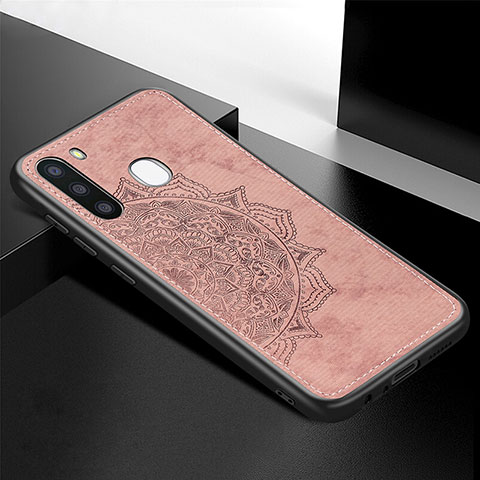 Custodia Silicone Ultra Sottile Morbida Cover con Magnetico S04D per Samsung Galaxy A21 European Oro Rosa