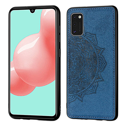 Custodia Silicone Ultra Sottile Morbida Cover con Magnetico S04D per Samsung Galaxy A41 Blu