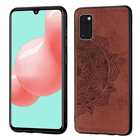 Custodia Silicone Ultra Sottile Morbida Cover con Magnetico S04D per Samsung Galaxy A41 Marrone