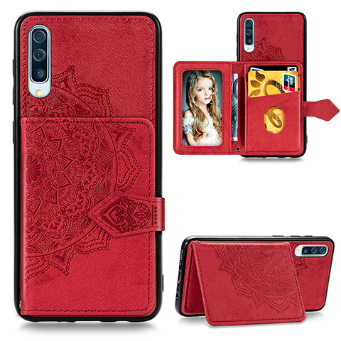 Custodia Silicone Ultra Sottile Morbida Cover con Magnetico S04D per Samsung Galaxy A50S Rosso