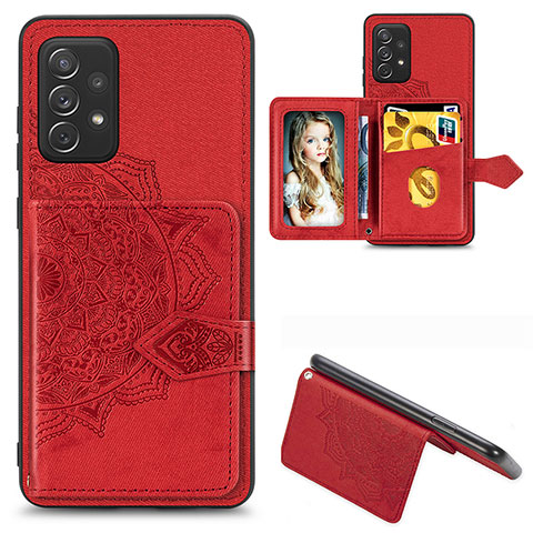 Custodia Silicone Ultra Sottile Morbida Cover con Magnetico S04D per Samsung Galaxy A52 5G Rosso